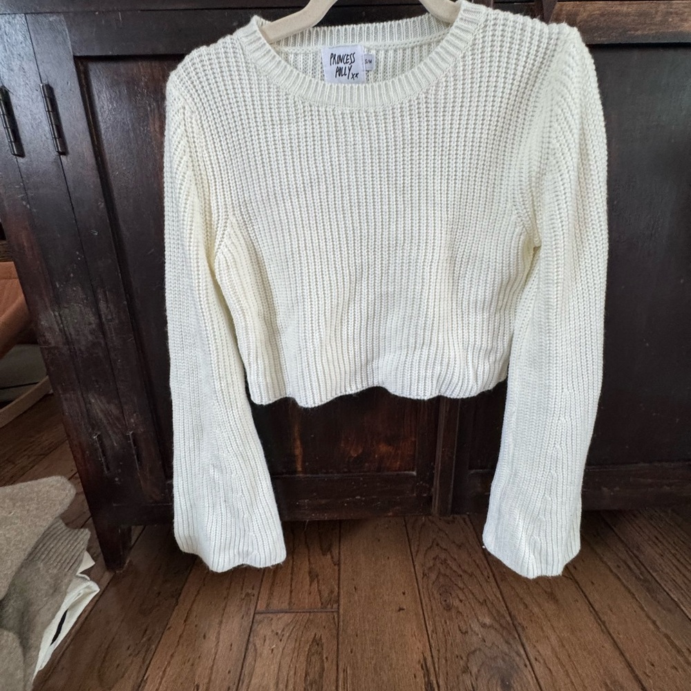 Princess Polly Ivory Knit Sweater. Size Small/Medium. Light Cropped